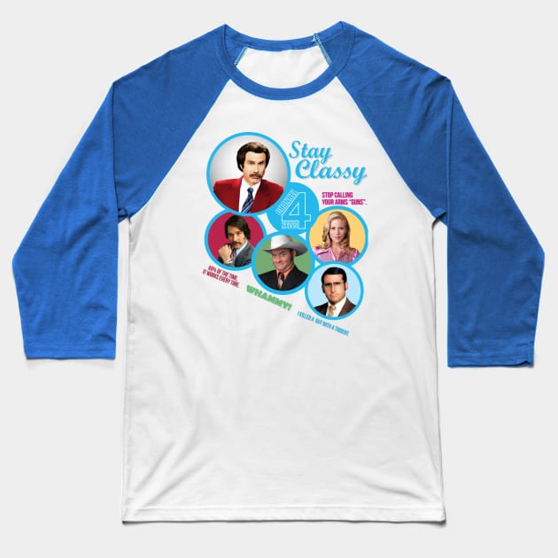 Anchorman Channel 4 News Team Baseball T-Shirt by CoolDojoBro